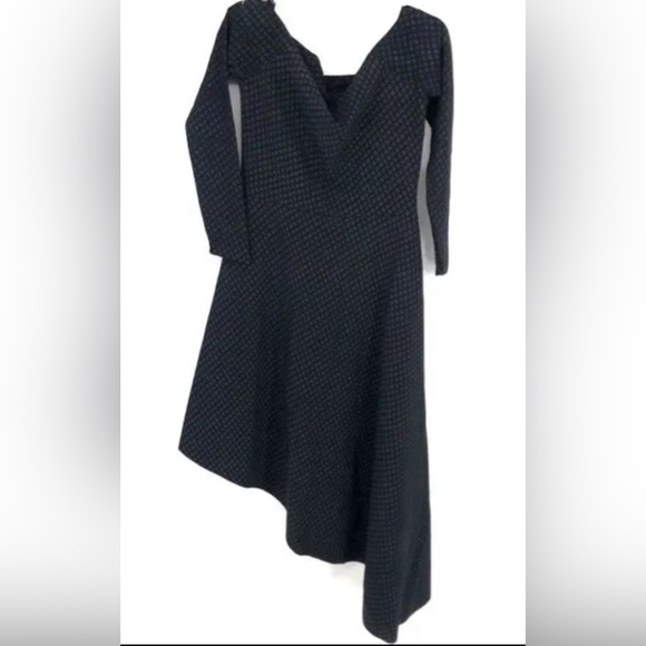 Chiara Boni NWT Black Berner Print Art Deco Diamond Uneven Hem Dress **Size 12** - Picture 2 of 6